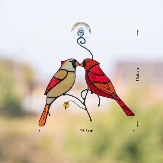 🔥 Pair of Cardinal bird stained ornament